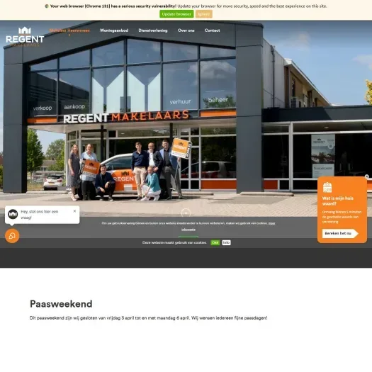 Screenshot der Website von www.regentmakelaars.nl