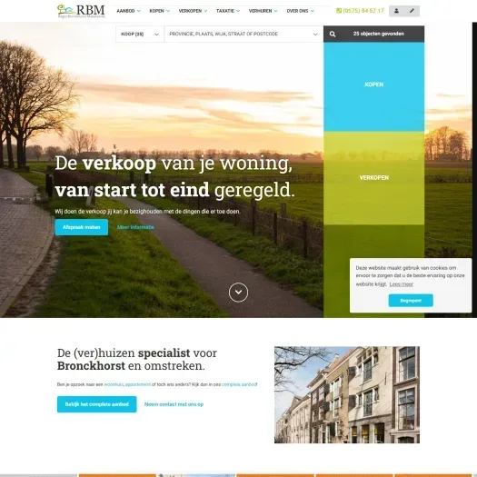 Screenshot van de website van www.rbmwonen.nl