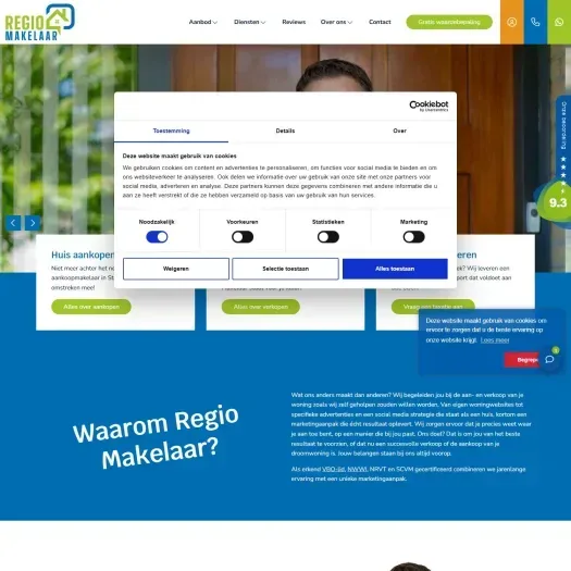 Screenshot of the website of www.regiomakelaar.eu