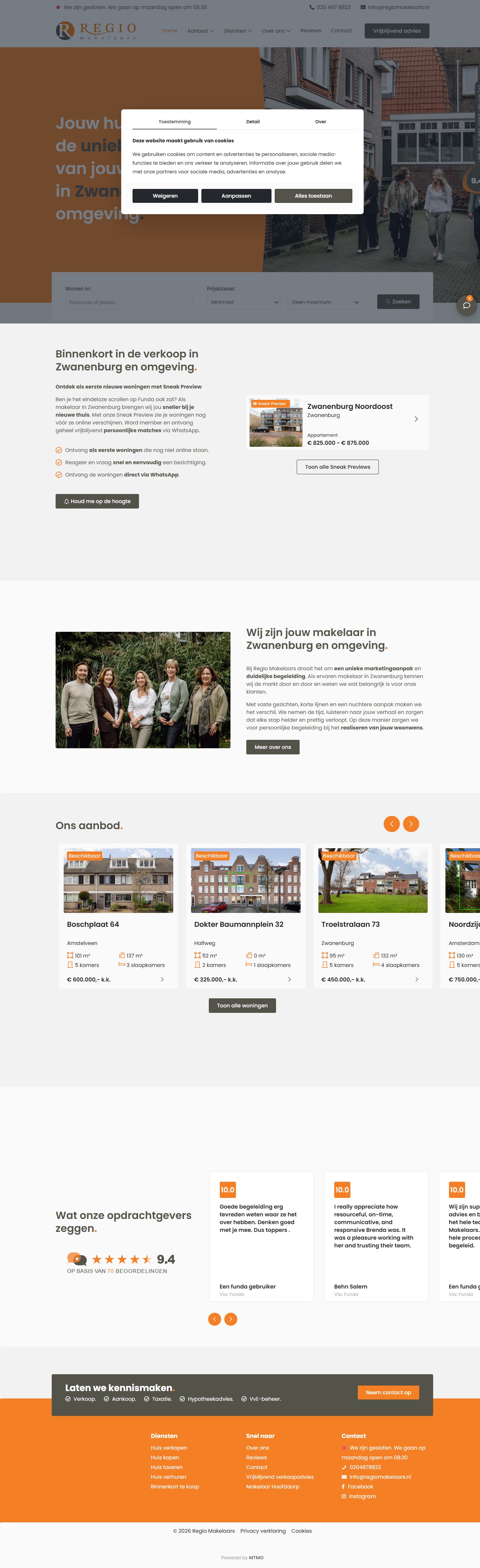 Screenshot der Website von www.regiomakelaars.nl