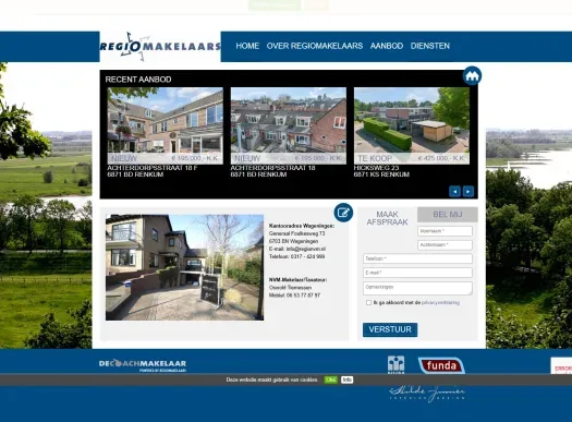 Screenshot van de website van www.regiomakelaars.com