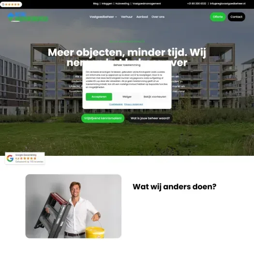 Screenshot of the website of regiovastgoedbeheer.nl