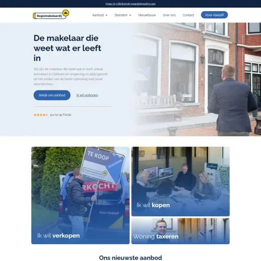 Capture d'écran du site web de www.regiomakelaardij.nl