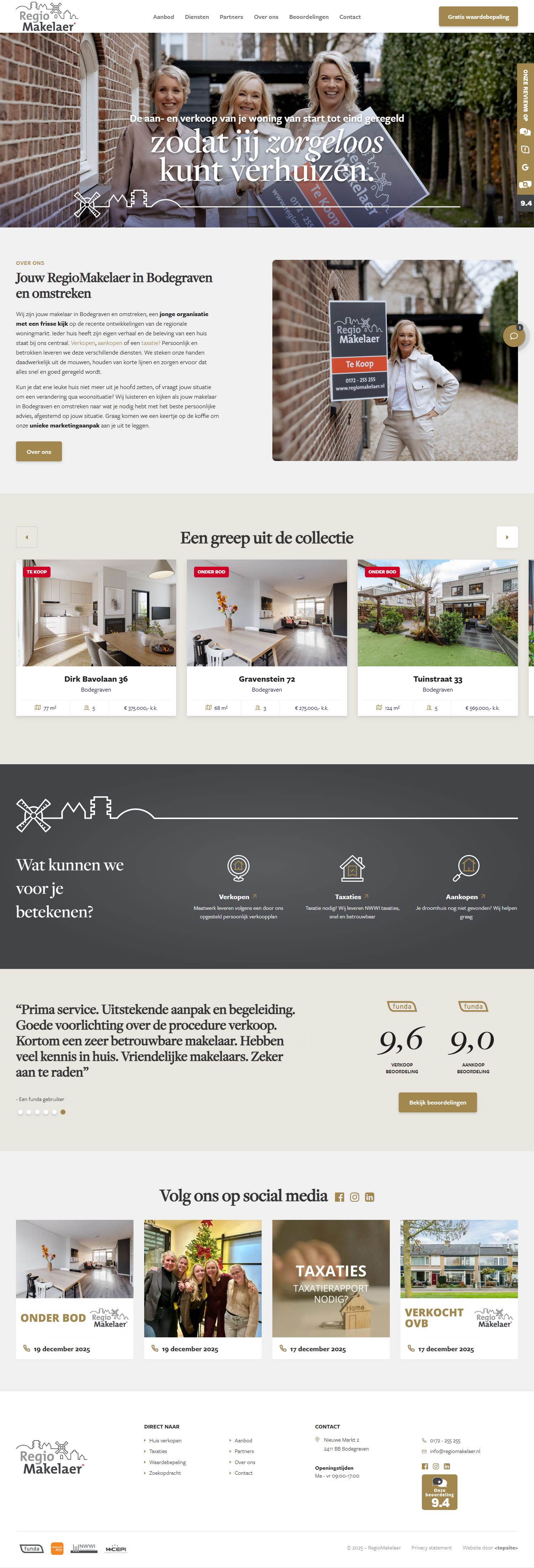 Screenshot der Website von www.regiomakelaer.nl