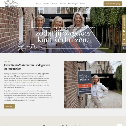 Screenshot van de website van www.regiomakelaer.nl