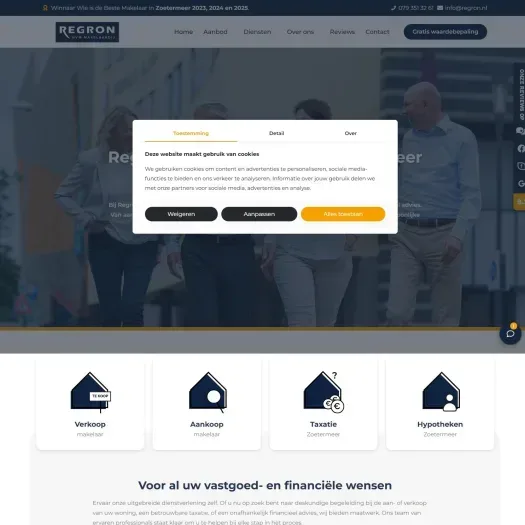 Screenshot van de website van www.regron.nl