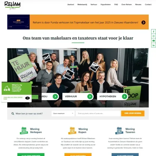 Screenshot van de website van www.reham.nl
