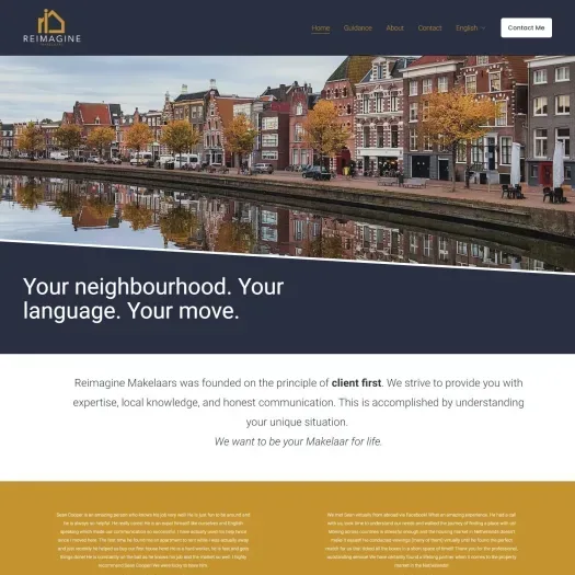 Screenshot van de website van www.reimaginemakelaars.com