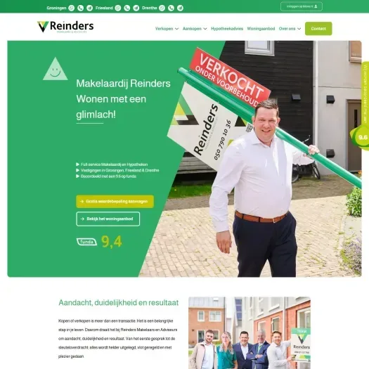 Screenshot van de website van makelaardijreinders.nl