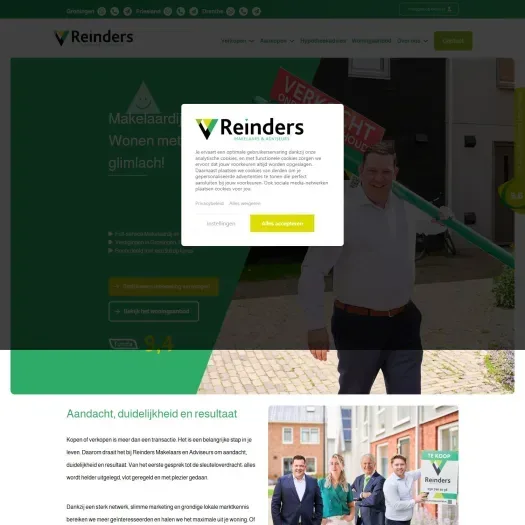 Screenshot van de website van makelaardijreinders.nl