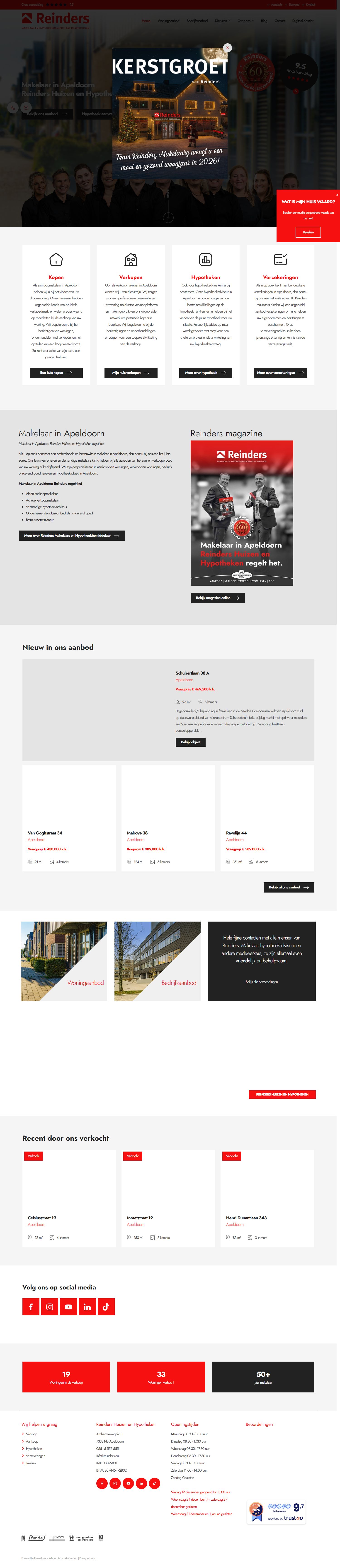 Screenshot of the website of www.reindersmakelaars.nl