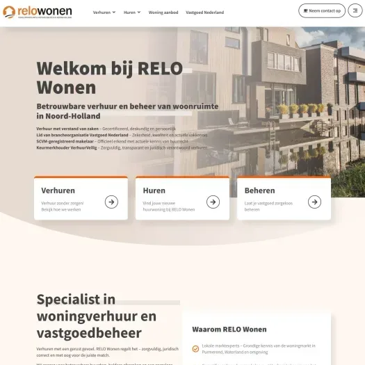 Screenshot van de website van www.relowonen.nl