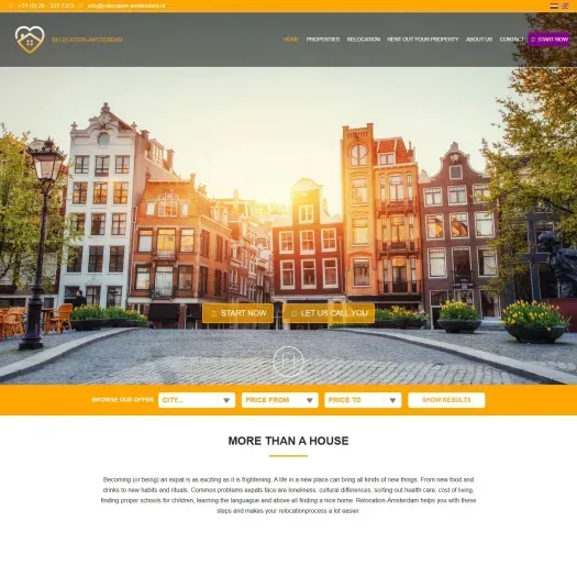 Screenshot van de website van www.relocation-amsterdam.nl