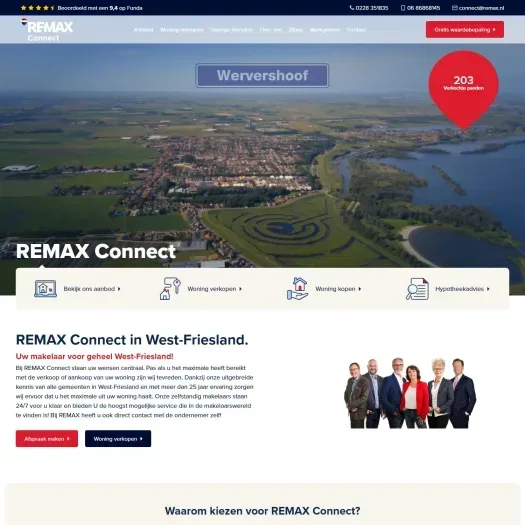 Screenshot van de website van www.makelaarwestfriesland.nl