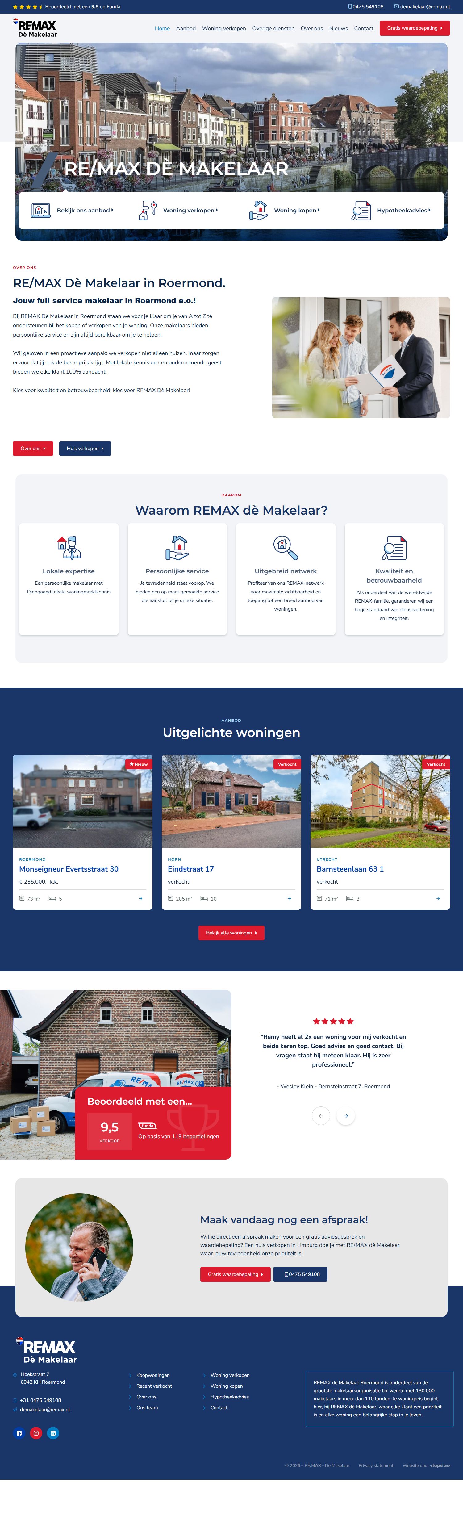 Screenshot van de website van www.remax-demakelaar.nl