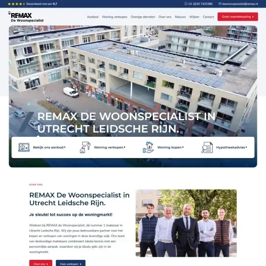 Screenshot van de website van www.makelaar-leidsche-rijn.remax.nl