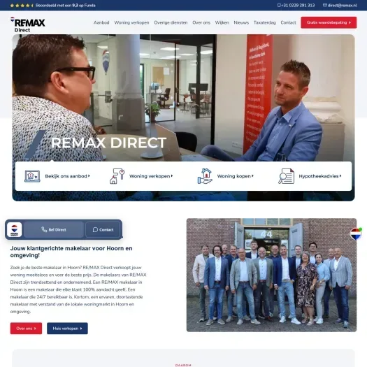 Screenshot van de website van www.makelaar-hoorn.remax.nl