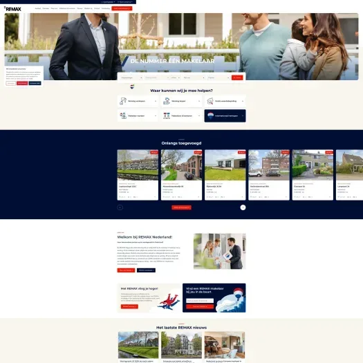 Screenshot van de website van www.remax.nl