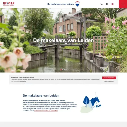 Screenshot of the website of www.makelaars-in-leiden.nl