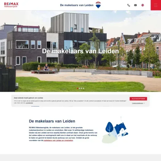Screenshot of the website of www.makelaars-in-leiden.nl