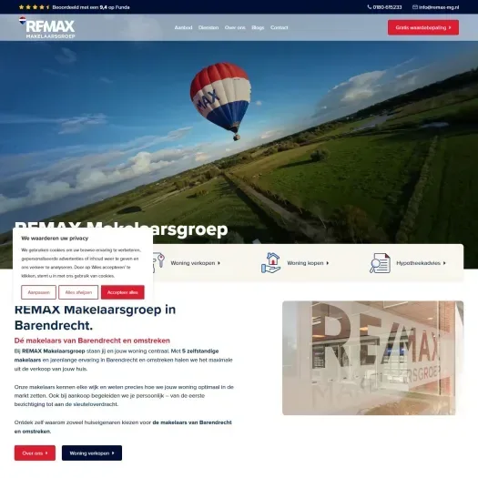 Screenshot der Website von www.remax-mg.nl