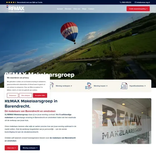 Screenshot der Website von www.remax-mg.nl
