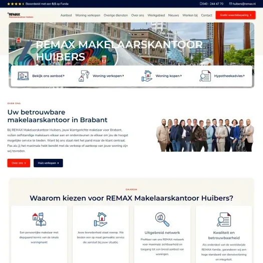Screenshot van de website van www.huibers.nl