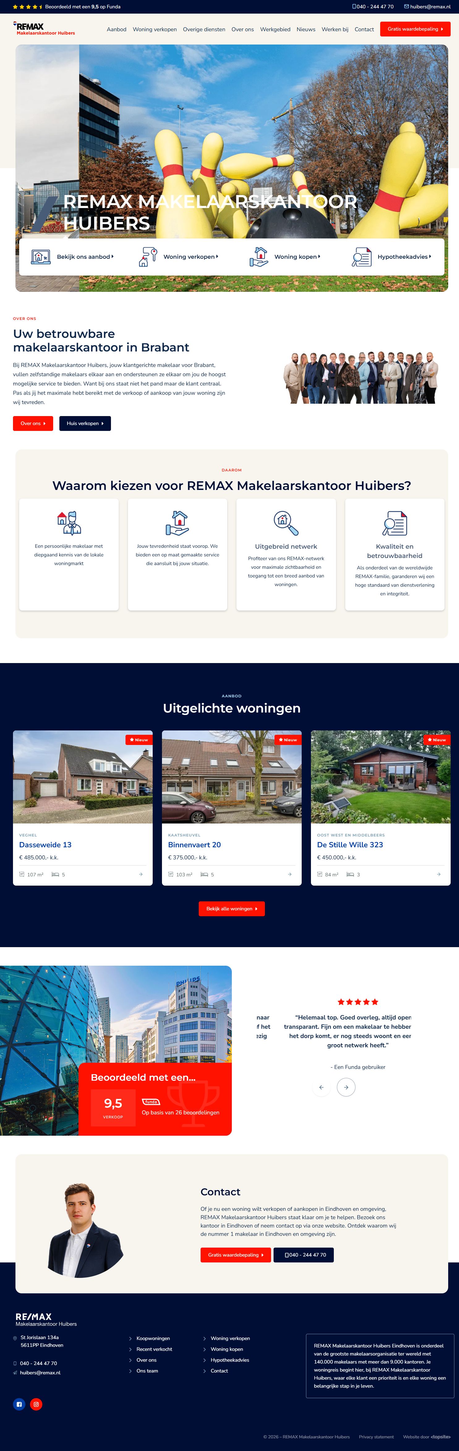 Screenshot van de website van www.huibers.nl