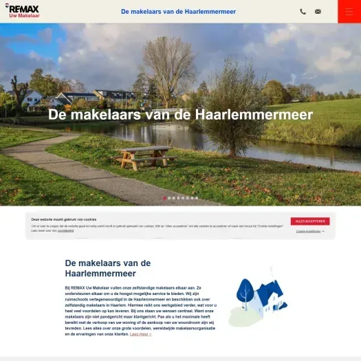 Screenshot of the website of www.makelaars-in-haarlemmermeer.nl