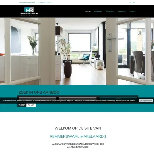 Screenshot of the website of www.mremmerswaal.nl