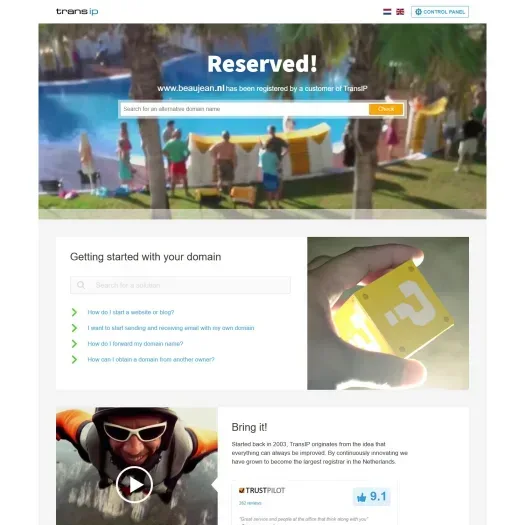 Screenshot van de website van www.beaujean.nl