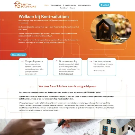 Screenshot van de website van www.rent-solutions.nl