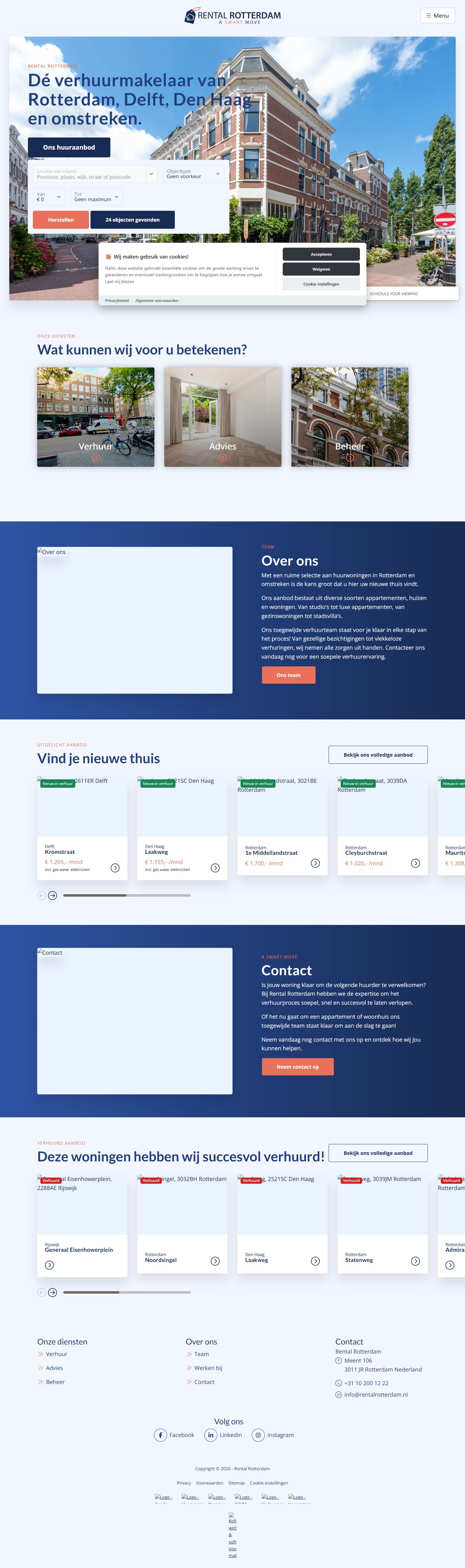 Screenshot der Website von www.rentalrotterdam.nl