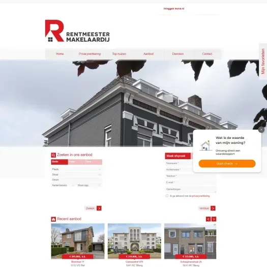 Screenshot of the website of www.rentmeestermakelaardij.nl
