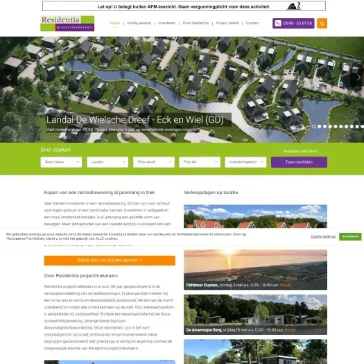 Screenshot of the website of www.residentia.nl