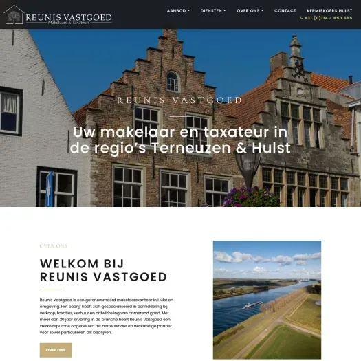 Screenshot of the website of www.reunisvastgoed.nl