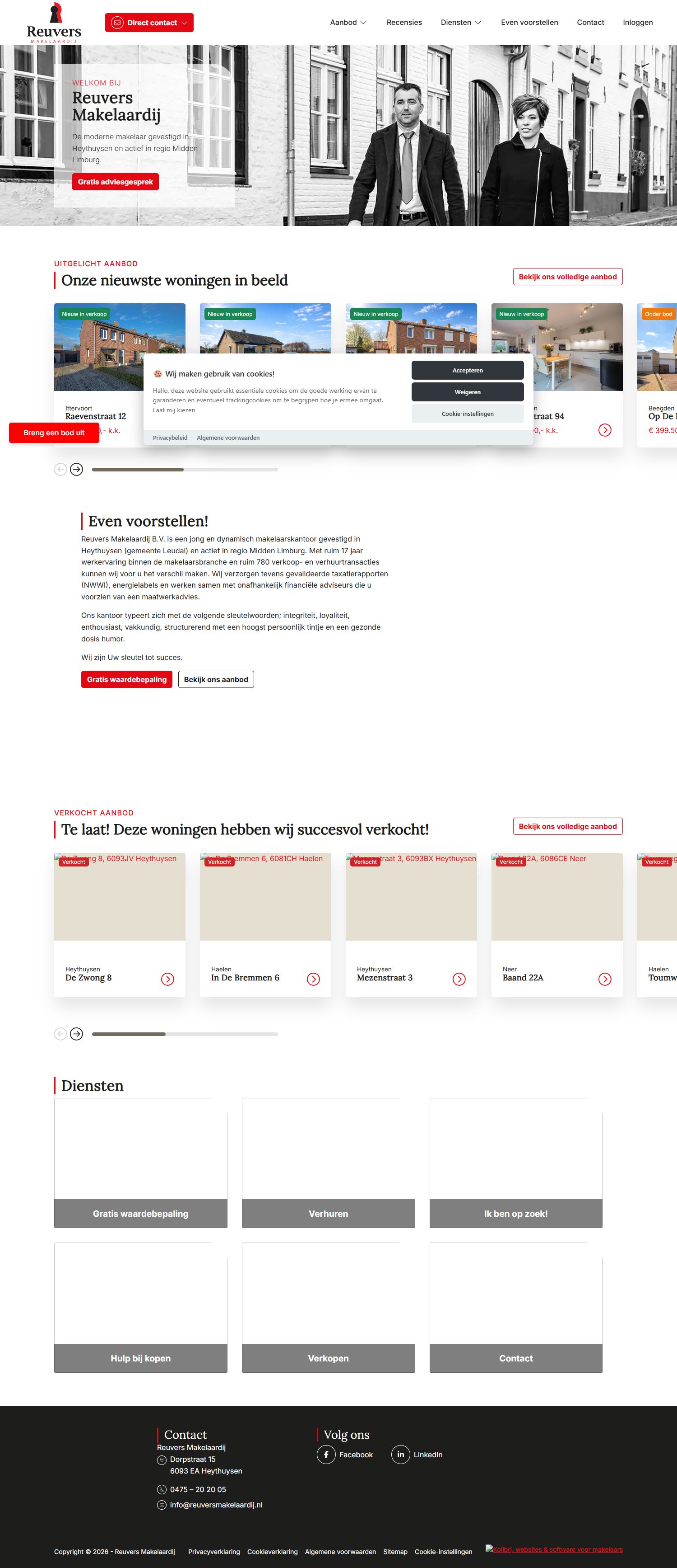 Screenshot of the website of www.reuversmakelaardij.nl