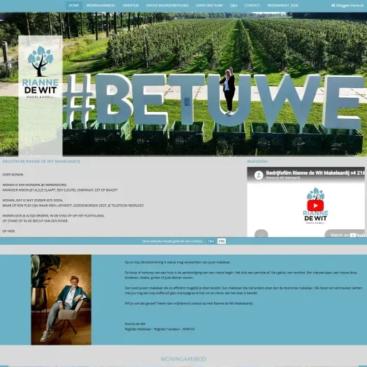 Screenshot van de website van www.riannedewit.nl