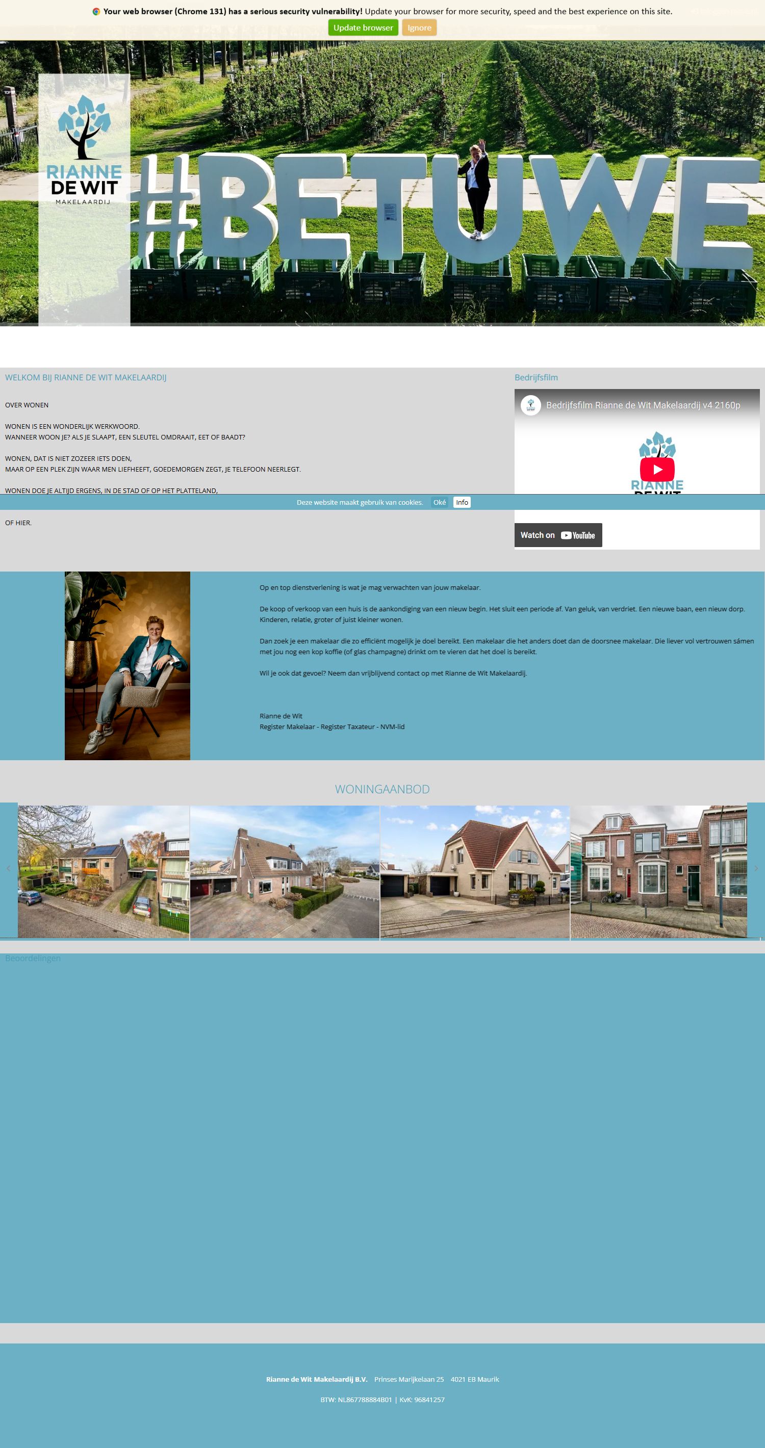 Screenshot der Website von www.riannedewit.nl