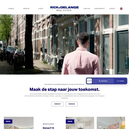 Screenshot van de website van www.rickdelange.nl