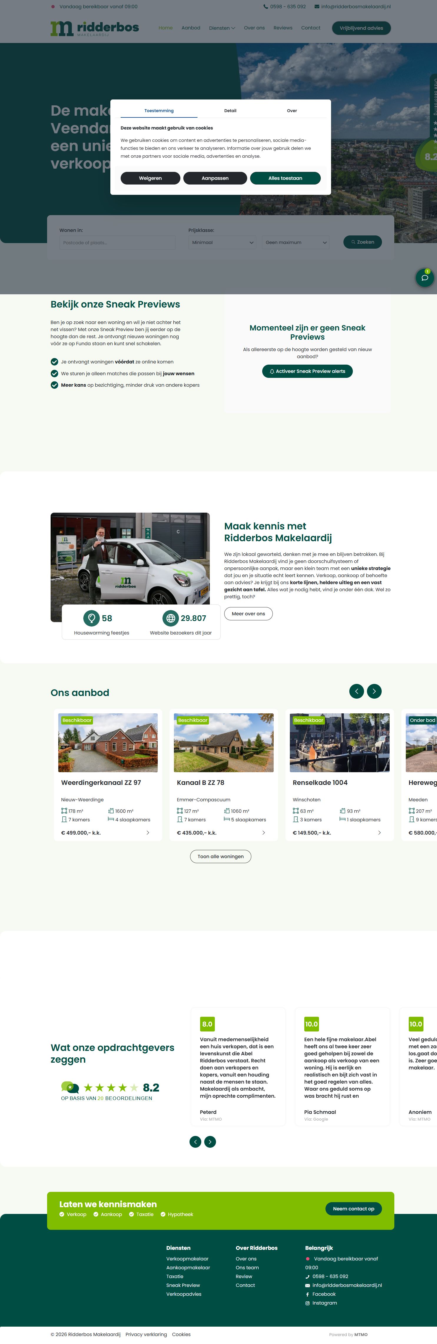 Screenshot der Website von www.ridderbosmakelaardij.nl