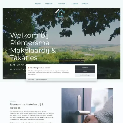Screenshot van de website van riemersmamakelaardij.nl