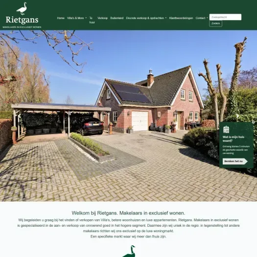 Screenshot van de website van www.rietgansmakelaars.nl