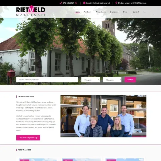 Screenshot van de website van www.rietveldlimmen.nl