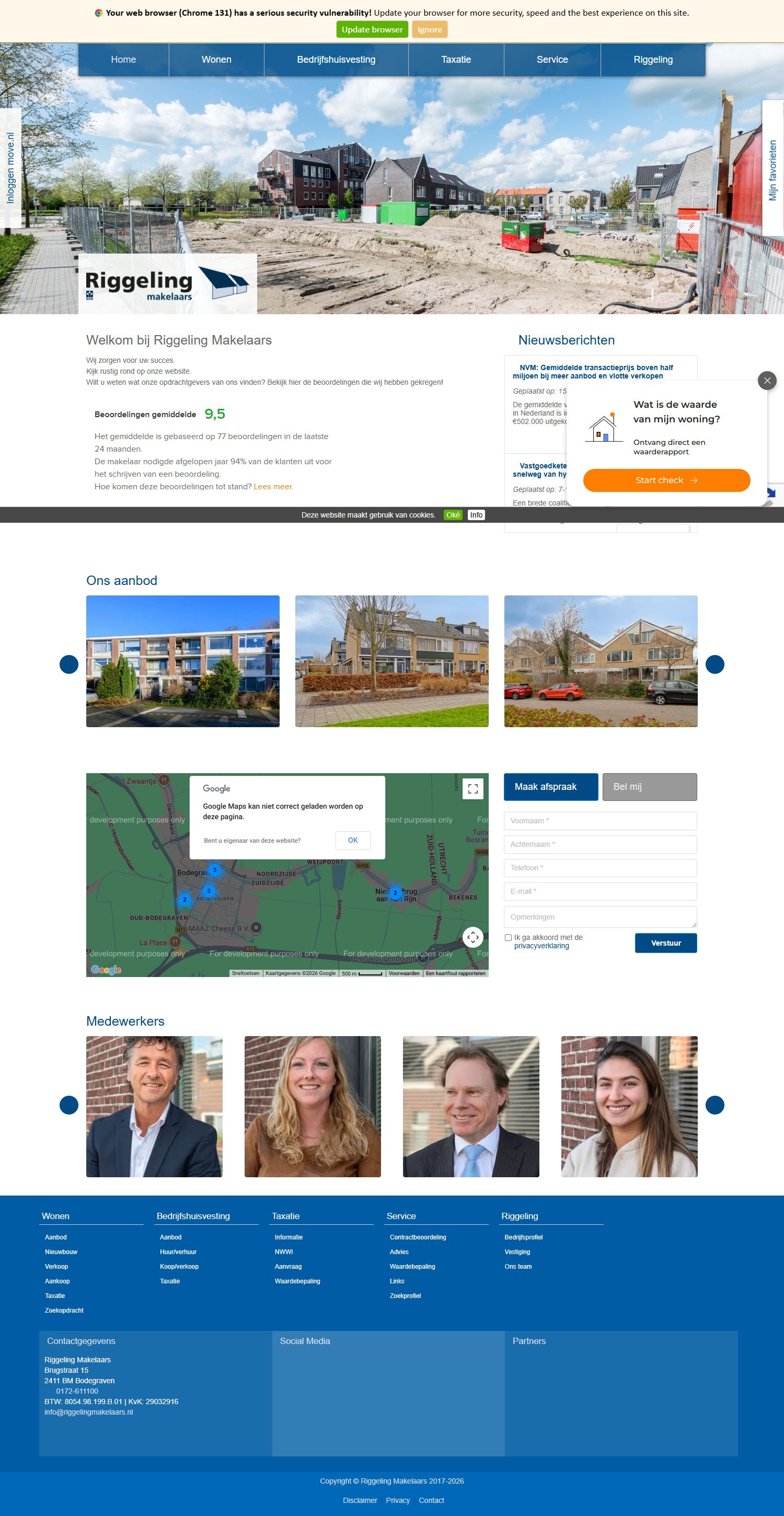 Capture d'écran du site web de www.riggelingmakelaars.nl