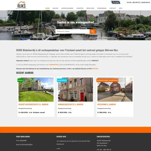 Screenshot van de website van www.rijks.frl