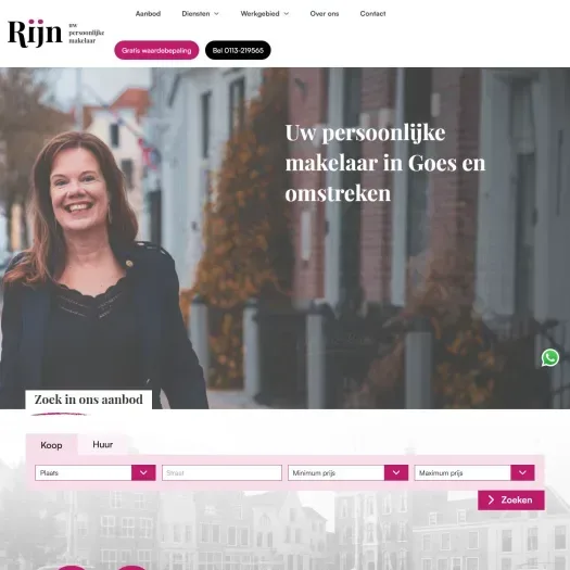 Capture d'écran du site web de www.rijnmakelaars.nl