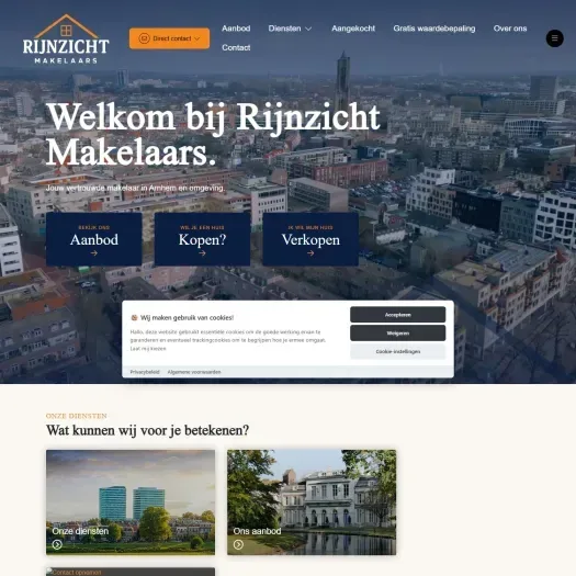 Screenshot of the website of www.rijnzichtmakelaars.nl