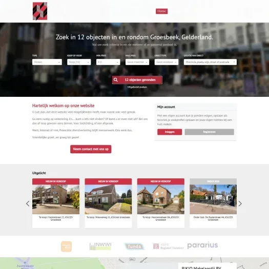 Screenshot of the website of www.rikjomakelaardij.nl