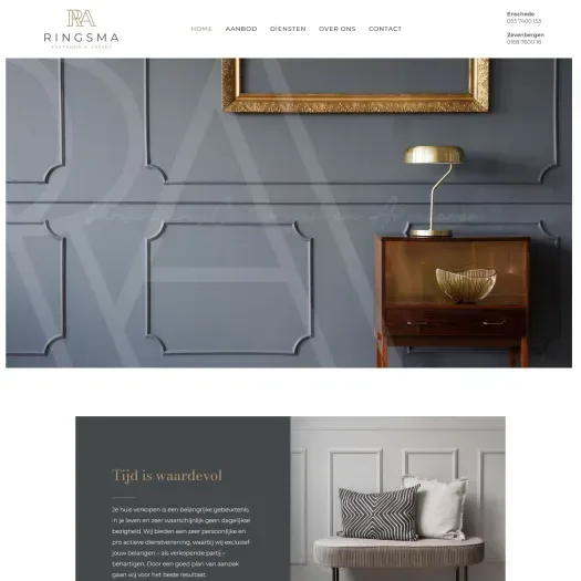 Screenshot van de website van www.ringsmavastgoedenadvies.nl